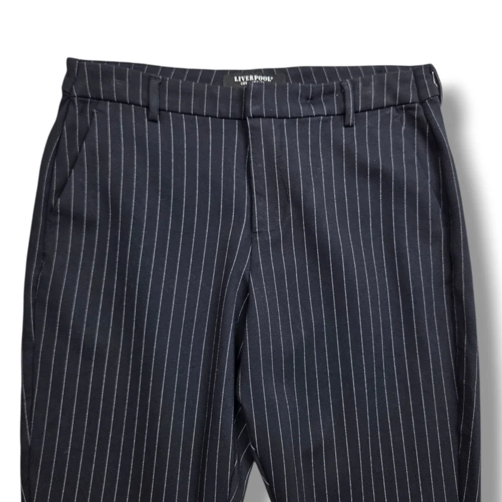 Liverpool Kelsey Knit Trouser Womens 14 Super Stretch Ponte Ankle Black Striped